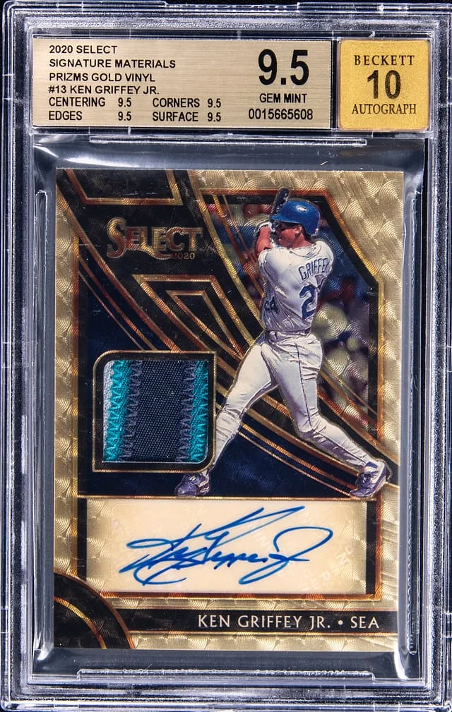 2020 Panini Select Ken Griffey Jr. Signature Materials Gold Vinyl Prizm #SM-JR card image