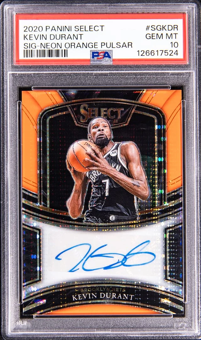 2020 Panini Select Kevin Durant Signature Neon Orange Pulsar #SG-KDR card image