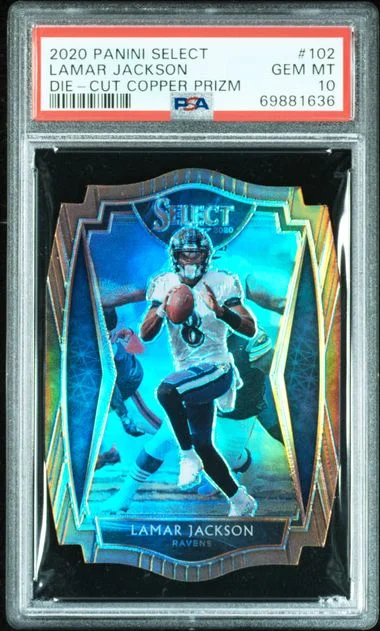 2020 Panini Select Lamar Jackson Die-Cut Copper Prizm #102 card image