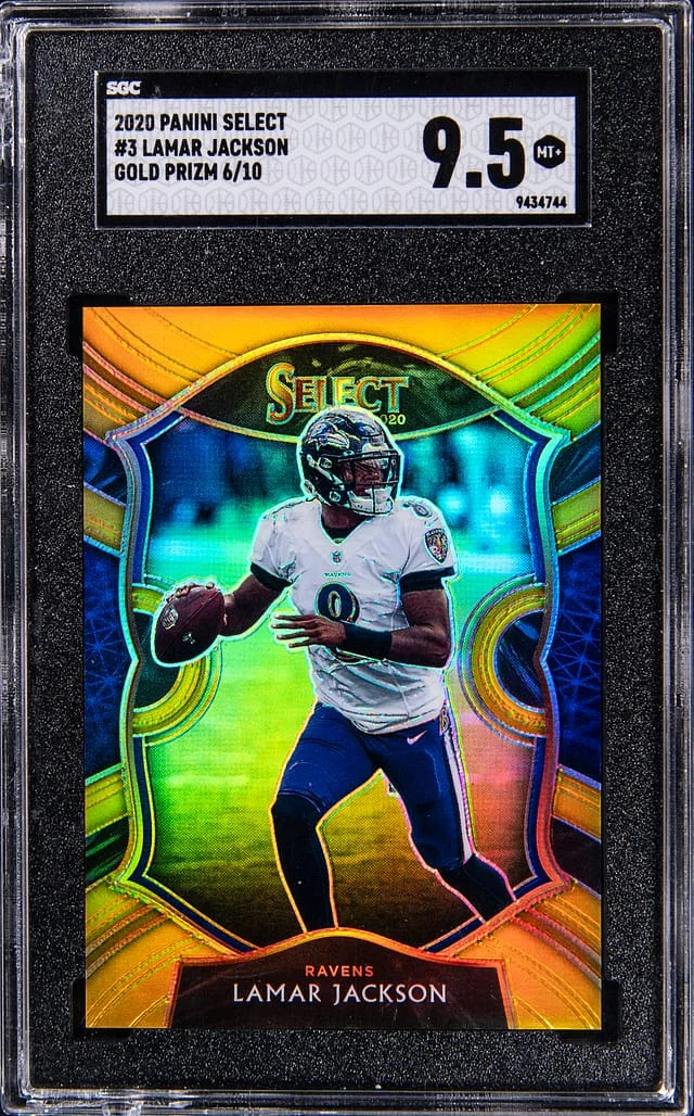 2020 Panini Select Lamar Jackson Gold Prizm #3 card image