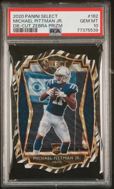 2020 Panini Select Michael Pittman Jr. Die-Cut Zebra Prizm #162 card image