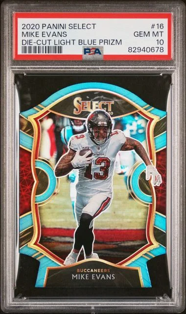 2020 Panini Select Mike Evans Die-Cut Light Blue Prizm #16 card image