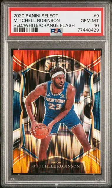 2020 Panini Select Mitchell Robinson Red/White/Orange Flash #9 card image