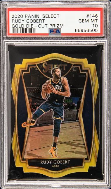 2020 Panini Select Rudy Gobert Gold Die-Cut Prizm #146 card image