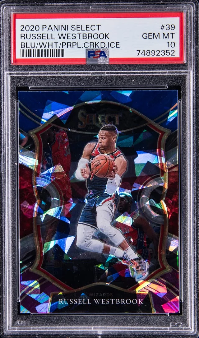 2020 Panini Select Russell Westbrook Blue/White/Purple Cracked Ice #39 card image