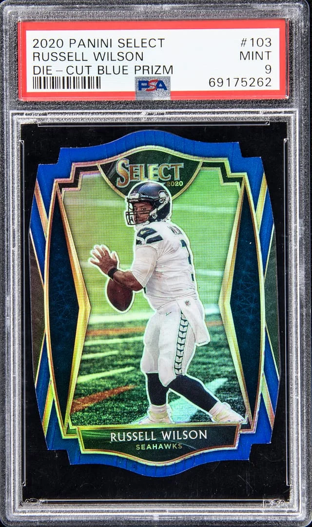 2020 Panini Select Russell Wilson Die-Cut Blue Prizm #103 card image