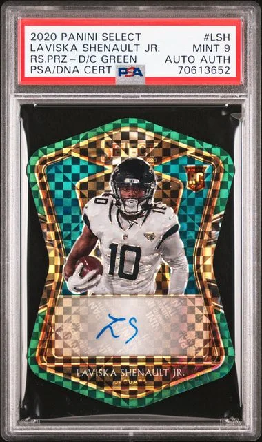 2020 Panini Select Signatures Die-Cut Green Lsh Laviska Shenault Jr. #no-number card image