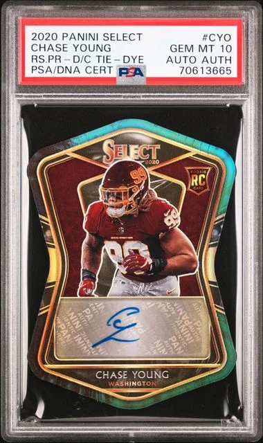 2020 Panini Select Signatures Die-Cut Tie-Dye Cyo Chase Young #no-number card image