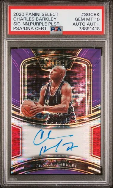 2020 Panini Select Signatures Neon Purple Pulsar Sgcbk Charles Barkley #no-number card image