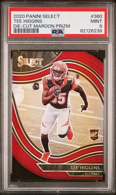 2020 Panini Select Tee Higgins Die-Cut Maroon Prizm #360 card image