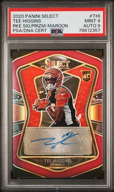 2020 Panini Select Tee Higgins Signatures Prizm Maroon #RS-THI card image