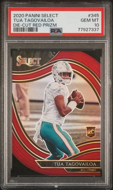 2020 Panini Select Tua Tagovailoa Die-Cut Red Prizm #345 card image