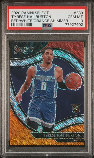 2020 Panini Select Tyrese Haliburton Red/White/Green Cracked Ice #289 card image