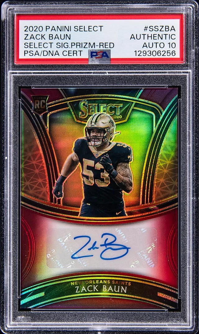 2020 Panini Select Zack Baun Signature Prizm Red #SS-ZBA card image