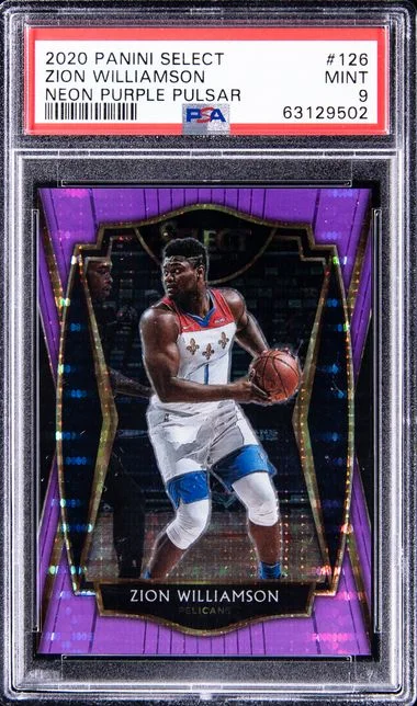 2020 Panini Select Zion Williamson Neon Purple Pulsar #126 card image