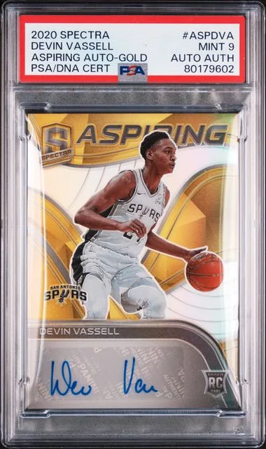 2020 Panini Spectra Aspiring Autographs Gold Aspdva Devin Vassell #no-number card image
