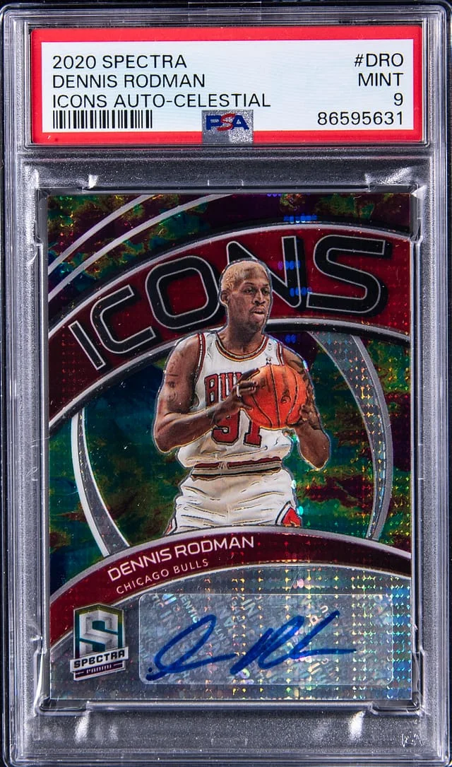 2020 Panini Spectra Dennis Rodman Icons Auto Celestial #ICO-DRO card image