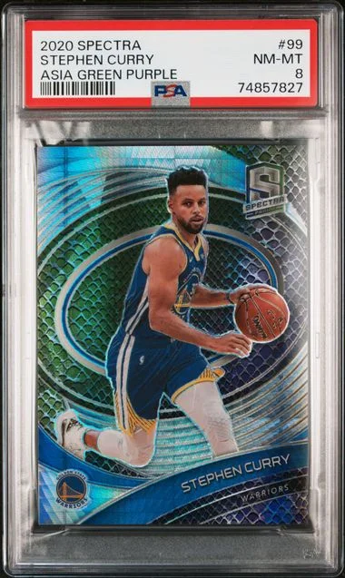 2020 Panini Spectra Stephen Curry Asia Green Purple #99 card image