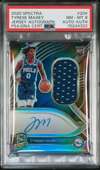 2020 Panini Spectra Tyrese Maxey Jersey Autograph #204 card image