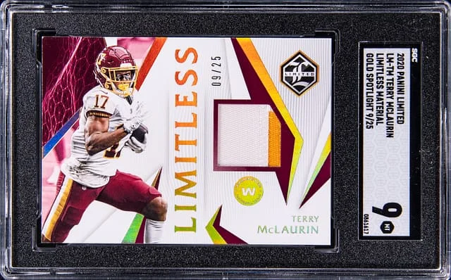 2020 Panini Terry McLaurin Limited Limitless Material Gold Spotlight #LM-TM card image