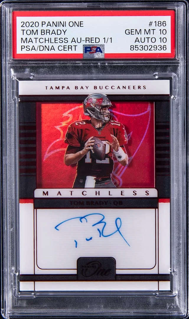 2020 Panini Tom Brady One Matchless Autographs Red #186 card image