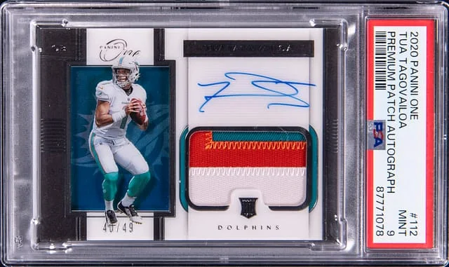 2020 Panini Tua Tagovailoa One Premium Patch Autograph #112 card image