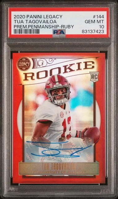 2020 Panini Tua Tagovailoa Legacy Premium Penmanship-Ruby #144 card image
