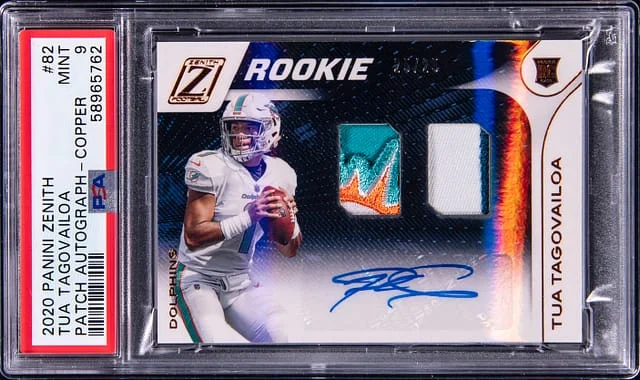 2020 Panini Tua Tagovailoa Zenith Patch Autograph-Copper #82 card image