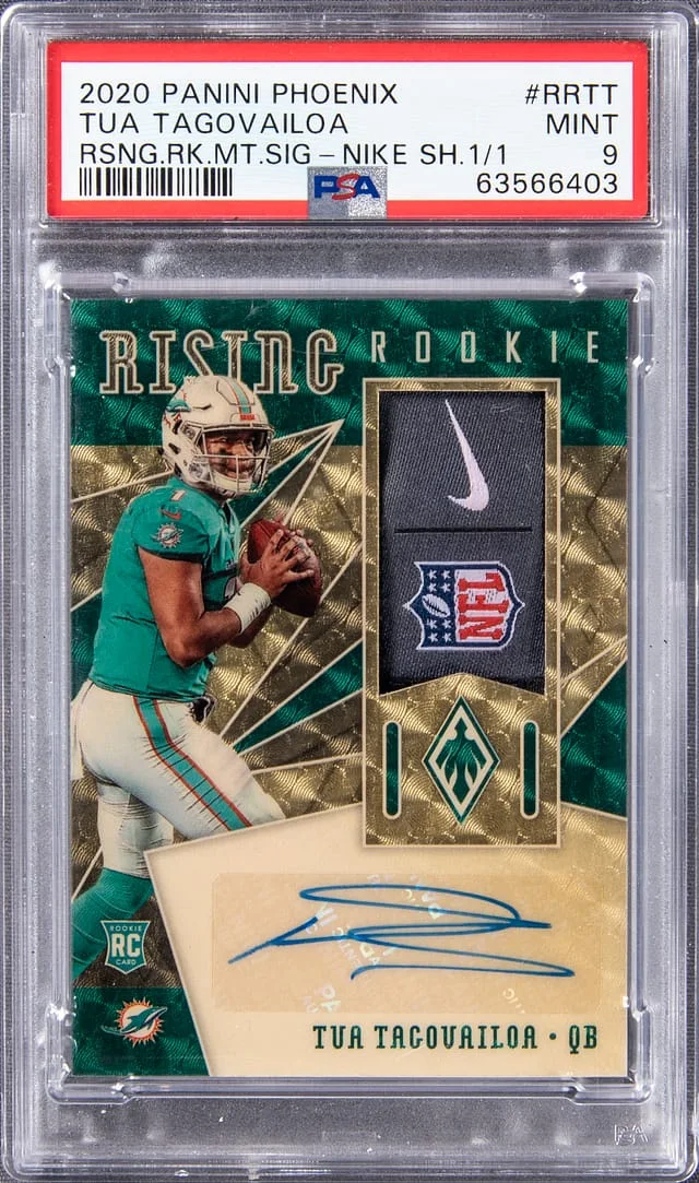 2020 Panini Tua Tagovailoa Phoenix Rising Material Signatures Nike Swoosh #RR-TT card image