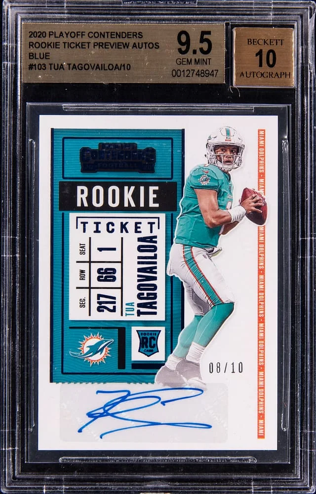 2020 Playoff Contenders Tua Tagovailoa Ticket Preview Autographs Blue #103 card image