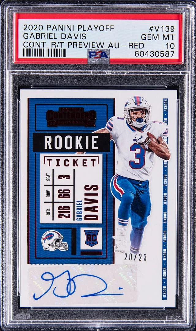 2020 Playoff Gabe Davis Contenders Ticket Preview Autographs Red #V139 card image