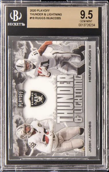 2020 Playoff Henry Ruggs III/Josh Jacobs Thunder & Lightning #18 card image