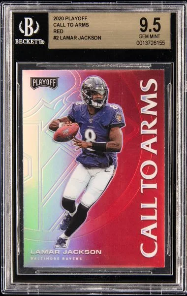 2020 Playoff Lamar Jackson Call To Arms Red #2 card image