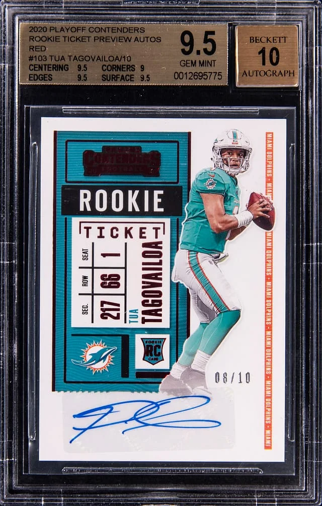 2020 Playoff Tua Tagovailoa Ticket Preview Autographs Red #103 card image