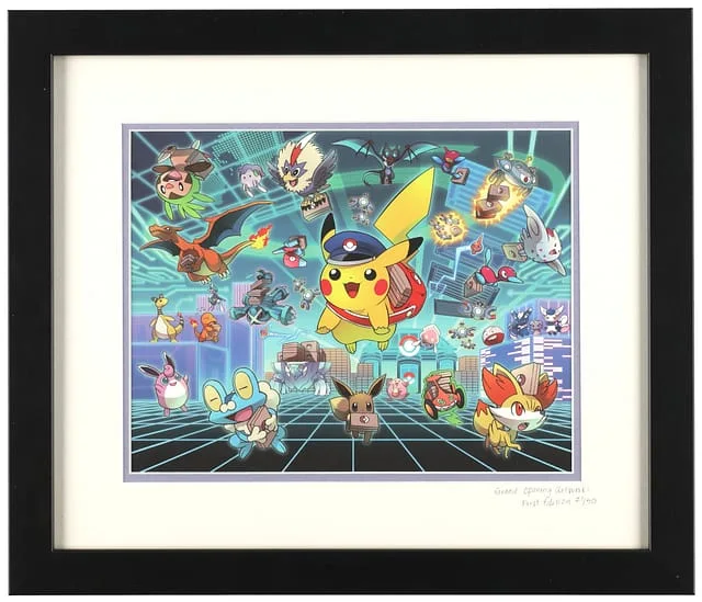 2020 Pokemon Center Grand Opening Special Delivery Pikachu Framed LE Art Print x 16.5 #19 card image