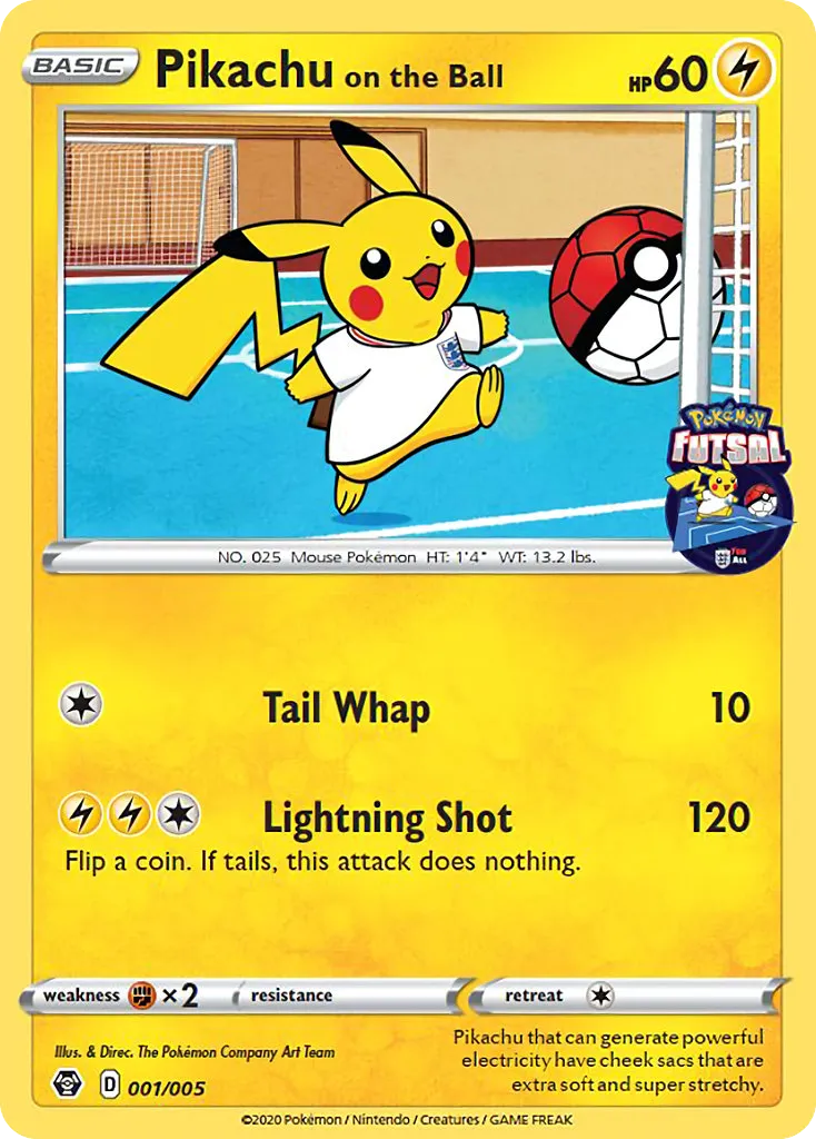2020 Pokémon Futsal Collection Pikachu on the Ball Promo #1/5 Promo card image