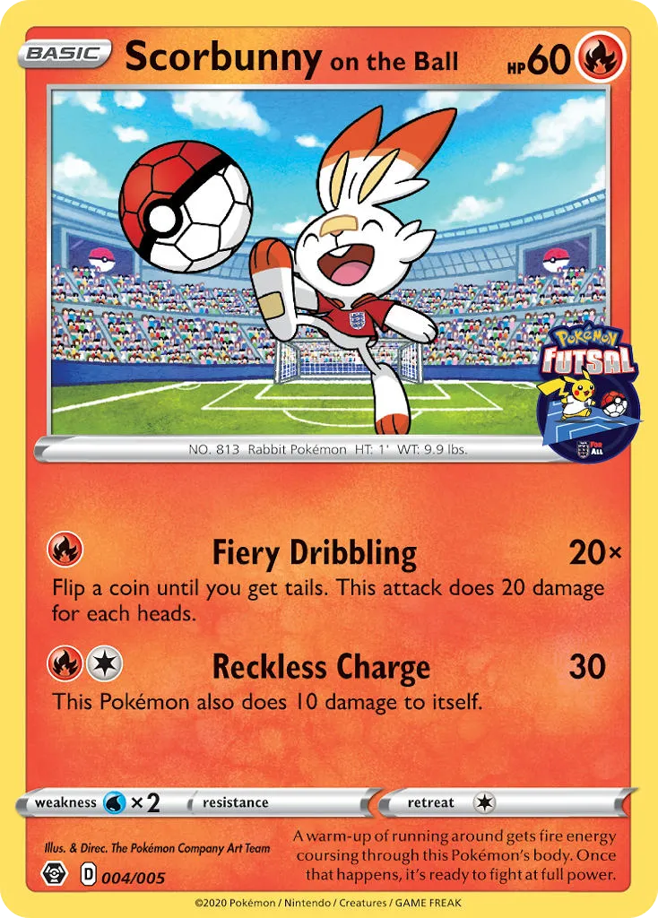 2020 Pokémon Futsal Collection Scorbunny on the Ball Promo #4/5 Promo card image