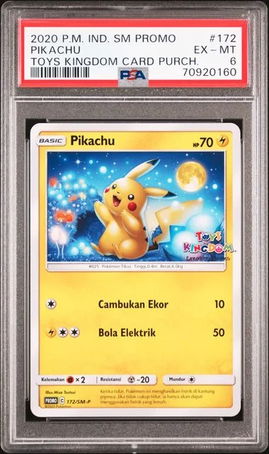 2020 Pokemon Indonesian SM Promo Toys Kingdom Card Purchase Pikachu #172 card image