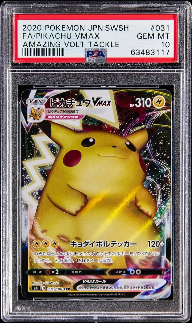 2020 Pokemon Japanese Sword & Shield Amazing Volt Tackle Full Art Pikachu VMAX #031 card image
