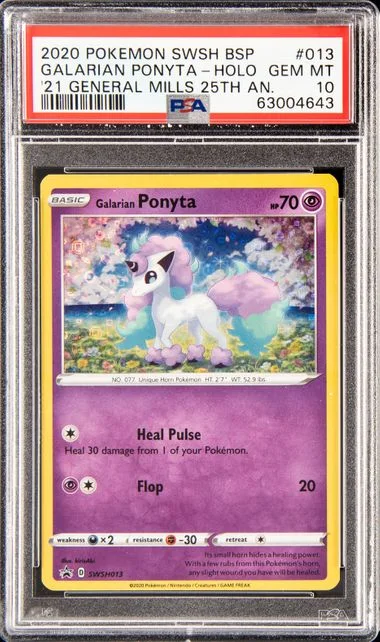 2020 Pokemon Sword and Shield Black Star Promo 2021 General Mills 25th Anniversary Holofoil Galarian Ponyta #013 card image