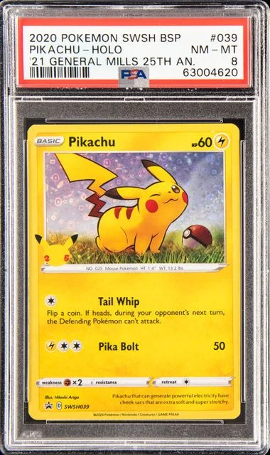 2020 Pokemon Sword and Shield Black Star Promo 2021 General Mills 25th Anniversary Holofoil Pikachu #039 card image
