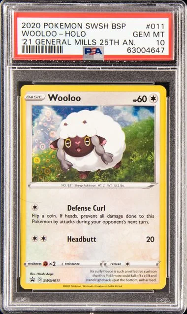 2020 Pokemon Sword and Shield Black Star Promo 2021 General Mills 25th Anniversary Holofoil Wooloo #011 card image