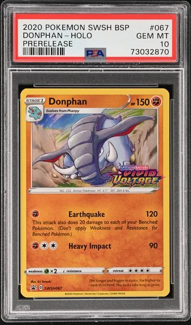 2020 Pokemon Sword and Shield Black Star Promo Prerelease Holofoil Donphan #067 card image