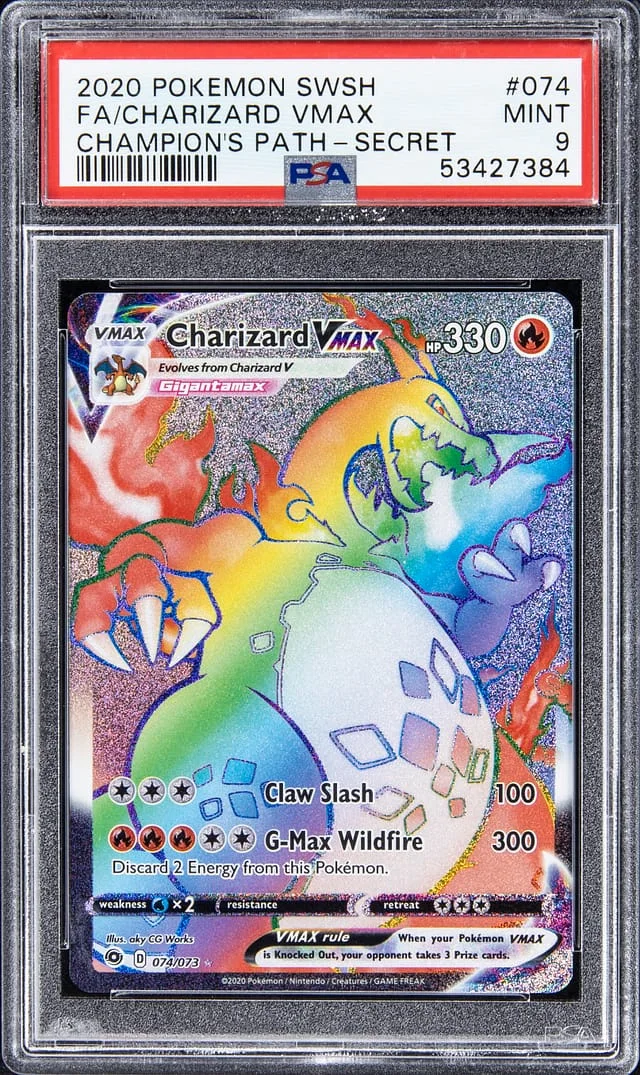 2020 Pokemon Sword and Shield Champions Path Secret Full Art Charizard Vmax #074 card image