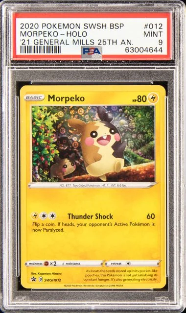 2020 Pokemon Sword & Shield Black Star Promo 2021 General Mills 25th Anniversary Holofoil Morpeko #012 card image