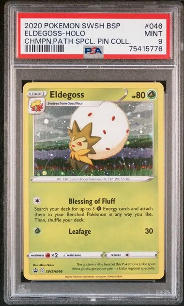 2020 Pokemon Sword & Shield Black Star Promo Champion's Path Special Pin Collection Rare Holofoil Eldegoss #046 card image