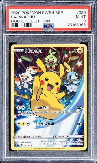 2020 Pokemon Sword & Shield Black Star Promo Figure Collection Full Art Pikachu #020 card image
