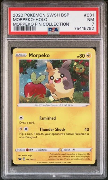2020 Pokemon Sword & Shield Black Star Promo Morpeko Pin Collection Rare Holofoil Morpeko #031 card image