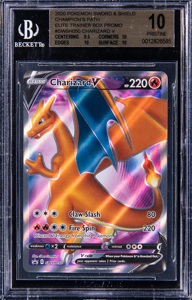 2020 Pokemon Sword & Shield Champion's Path Elite Trainer Box Promo Full Art Holofoil Charizard V #SWSH050 card image