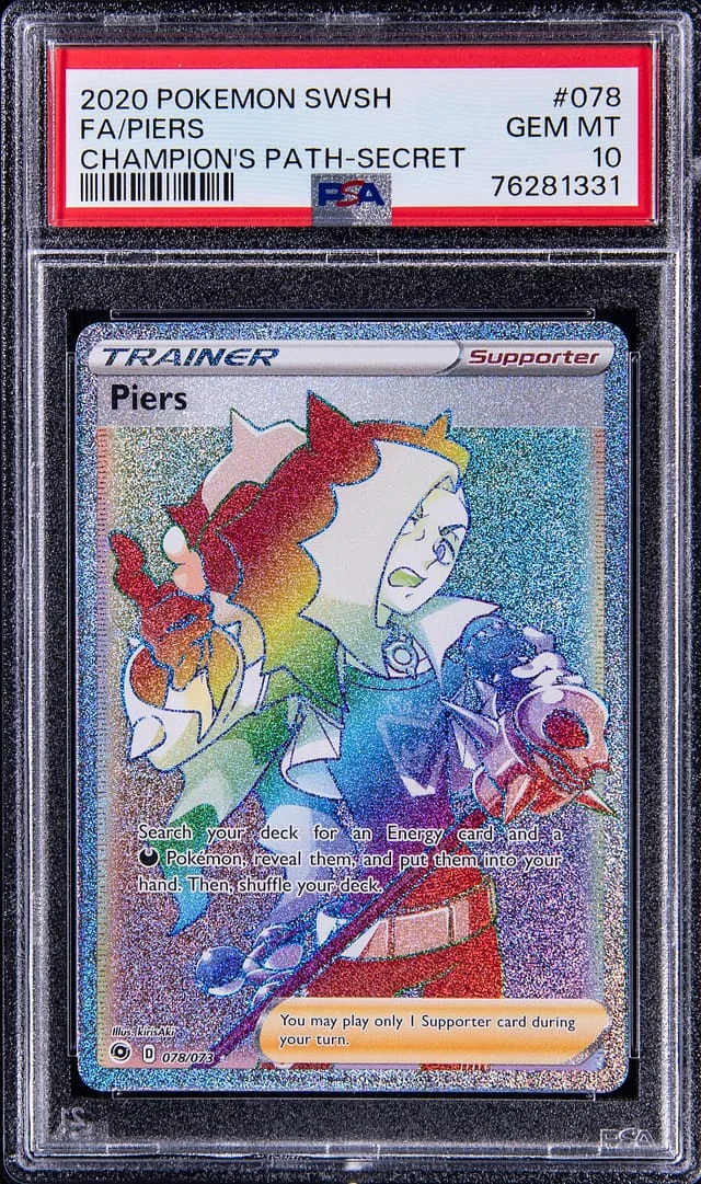 2020 Pokemon Sword & Shield Champions Path Full Art Secret Rare Piers #078 card image